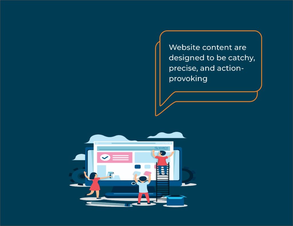 Website content are designed to be catchy, precise, and action-provoking
