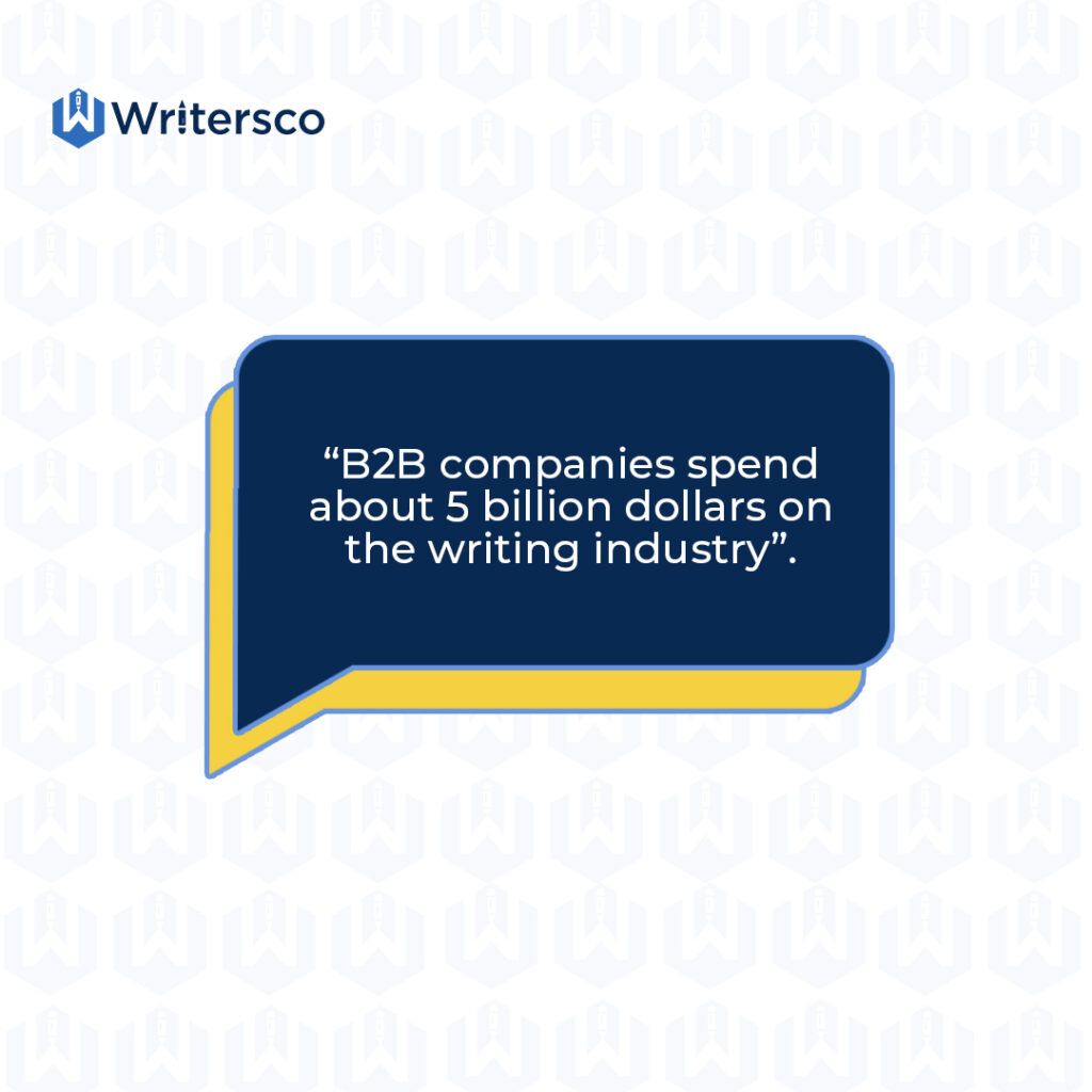 B2B companies spend about 5 billion dollars on the writing industry.