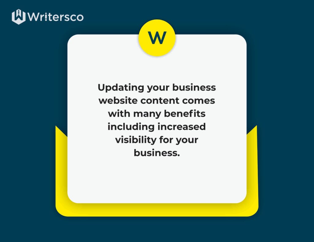 Updating your business' website content comes with many benefits including increased visibility for your business.