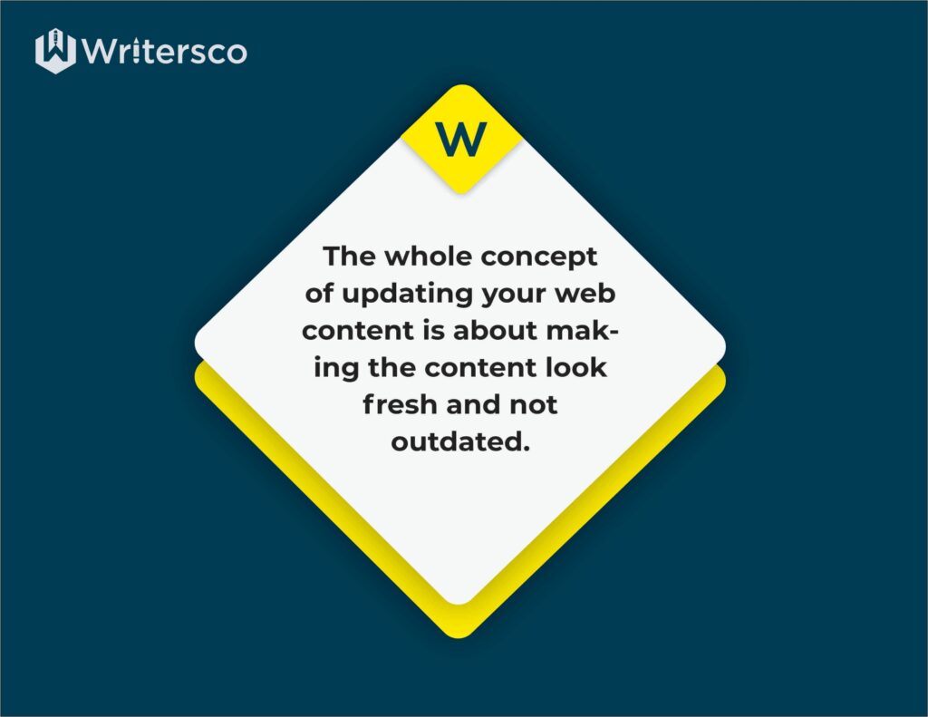 The whole concept of updating your website content is about making the content look fresh and not outdated.
