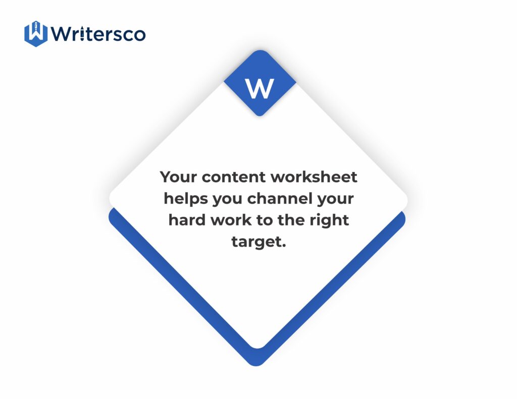 Your content worksheet helps you channel your content to the right audience.
