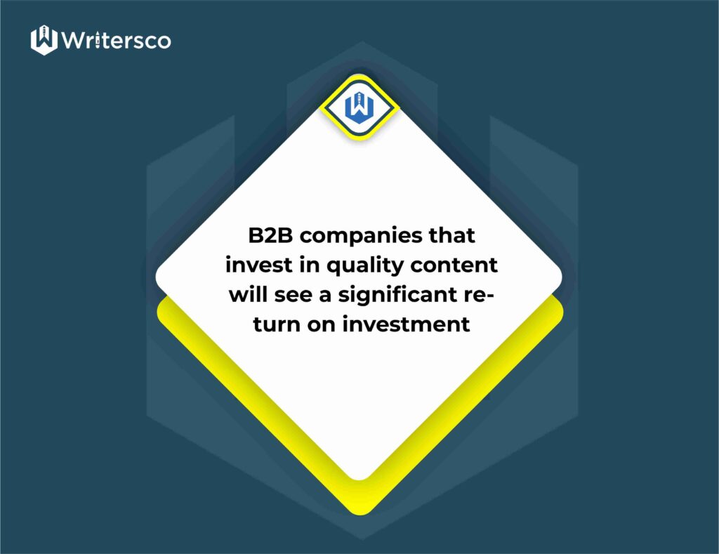 B2B companies that invest in quality content will see a significant return on investment.