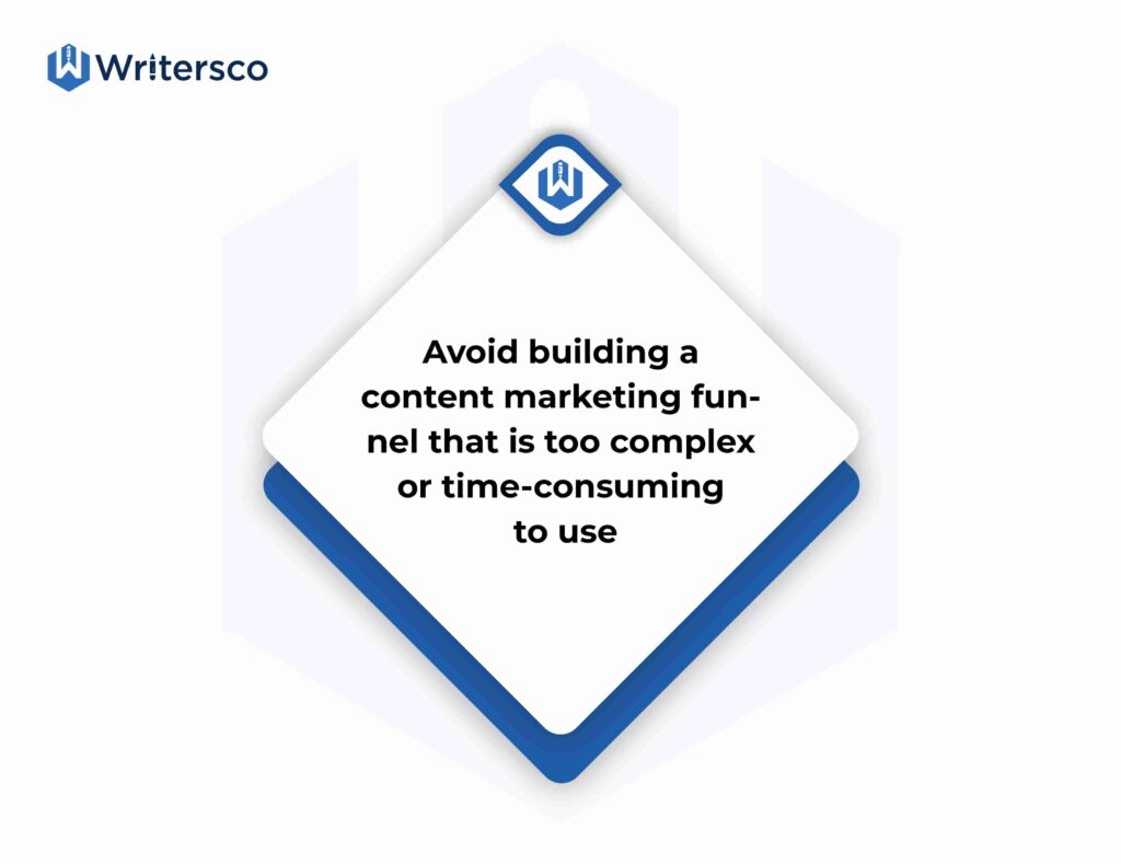 Avoid building a content marketing funnel that is too complex or time-consuming to use.
